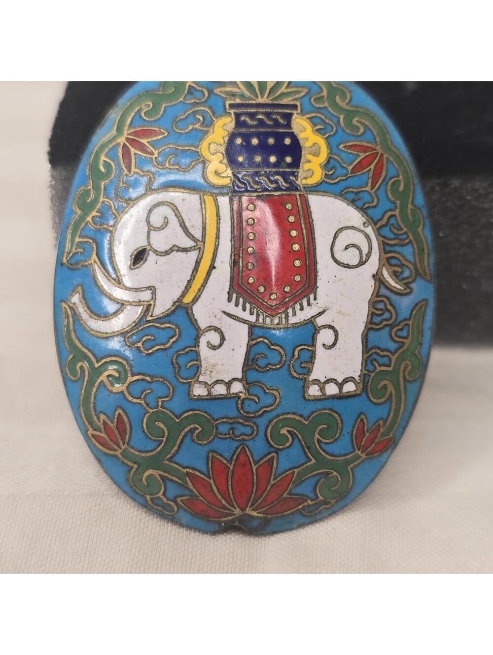 RARE Turquoise Color Vintage Chinese Cloisonné Enamel Elephant Pendant